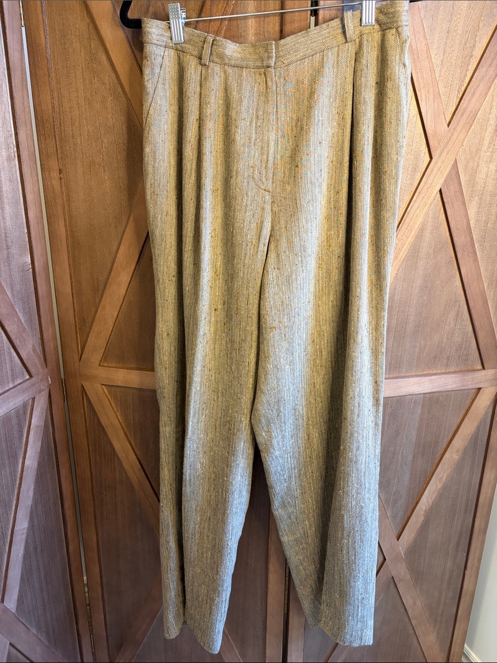 JONES NEW YORK Tweed Herringbone Pleated Trousers Silk Wool Blend SIZE 10